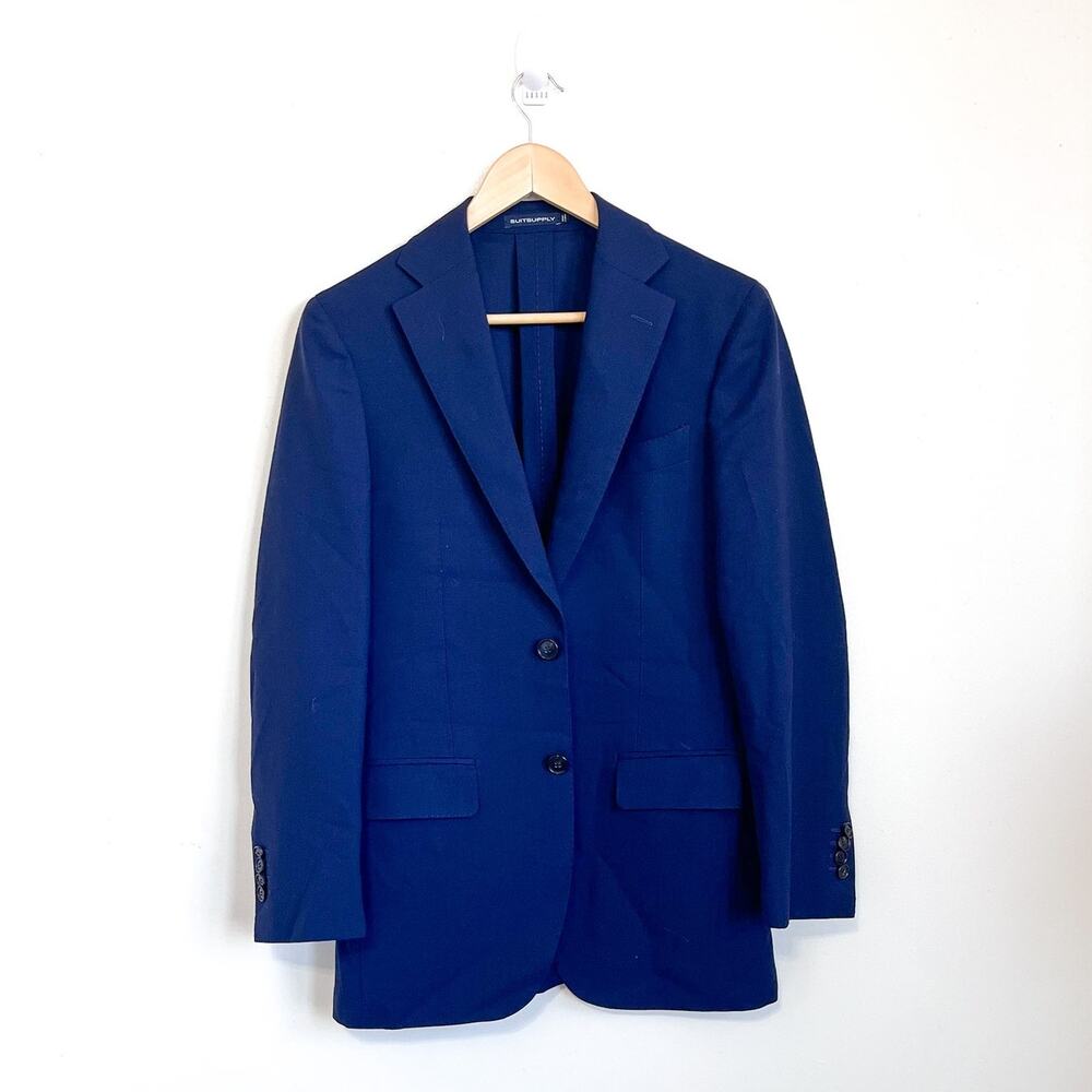 SuitSupply Mens Havana Slim‎ Blazer 34R Navy Traveller Lanificio F.lli Cerruti